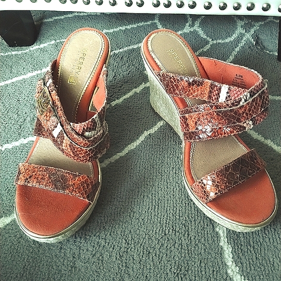 Sperry Top Sider Snake Print Espadrilles Wedge Sandals - Picture 9 of 13